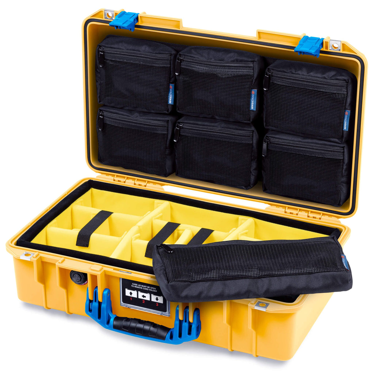 Pelican 1525 Air Case, Yellow with Blue Handle &amp; Latches ColorCase 