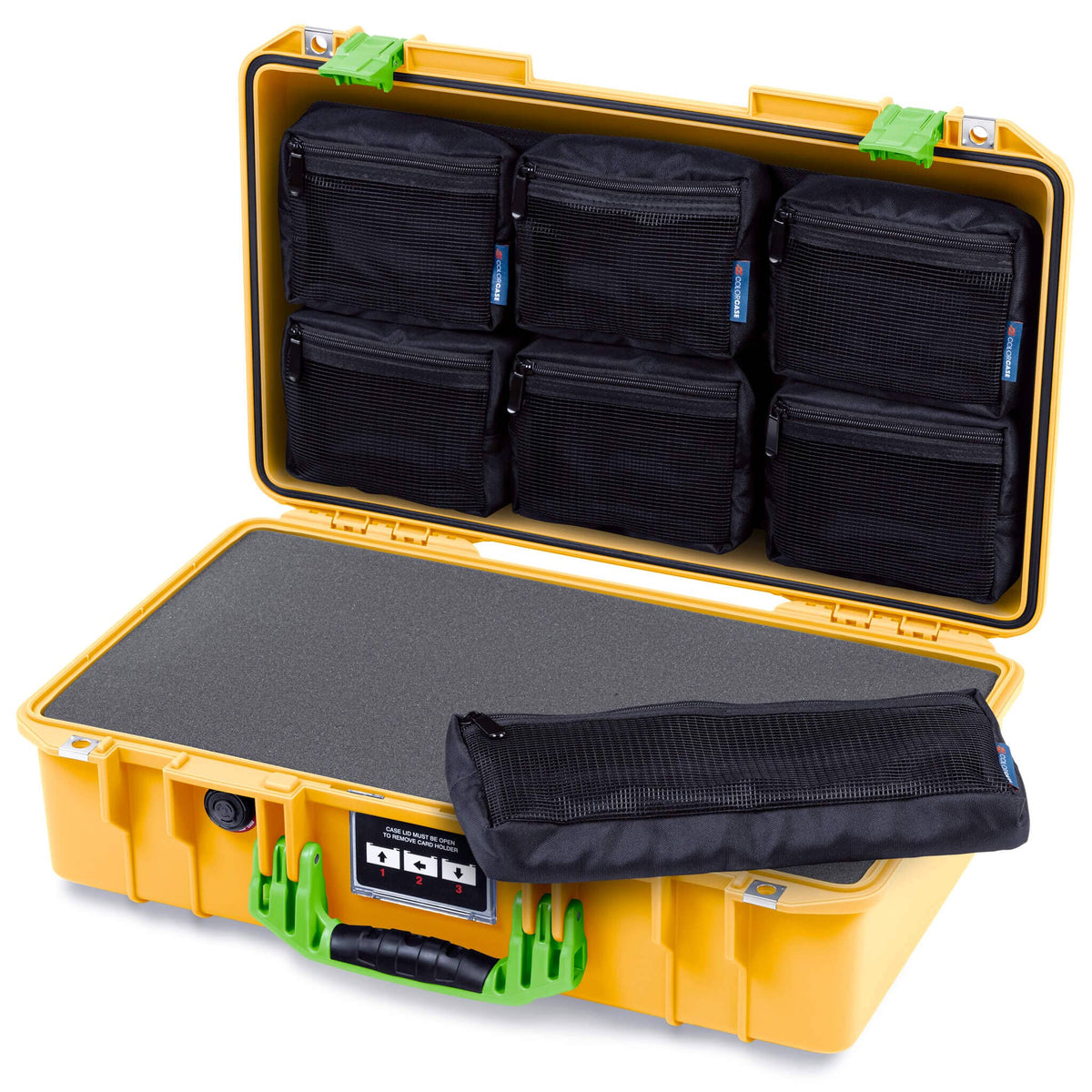Pelican 1525 Air Case, Yellow with Lime Green Handle &amp; Latches ColorCase 