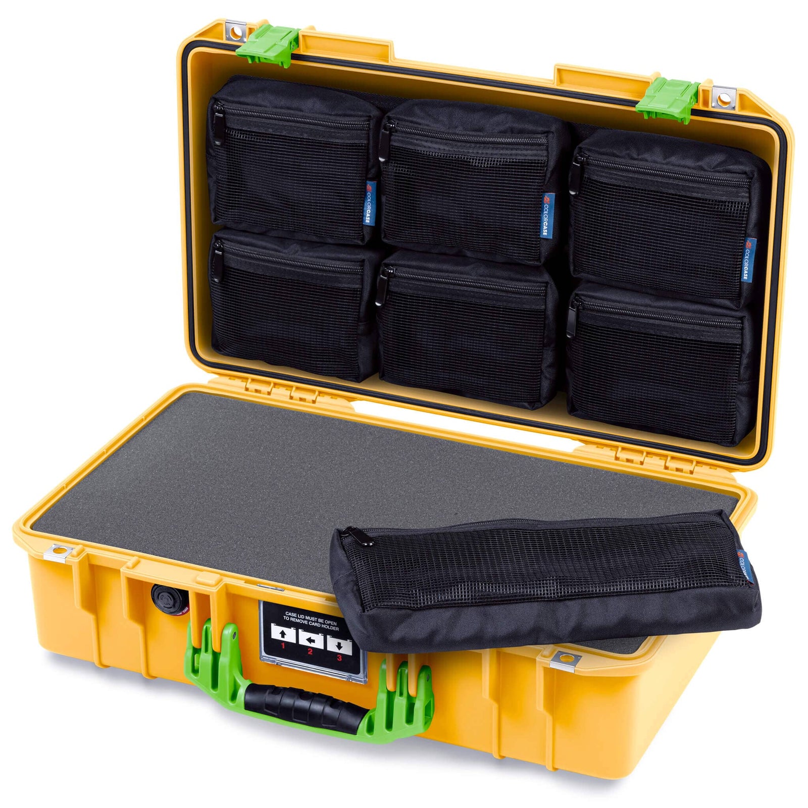 Pelican 1525 Air Case, Yellow with Lime Green Handle & Latches ColorCase 