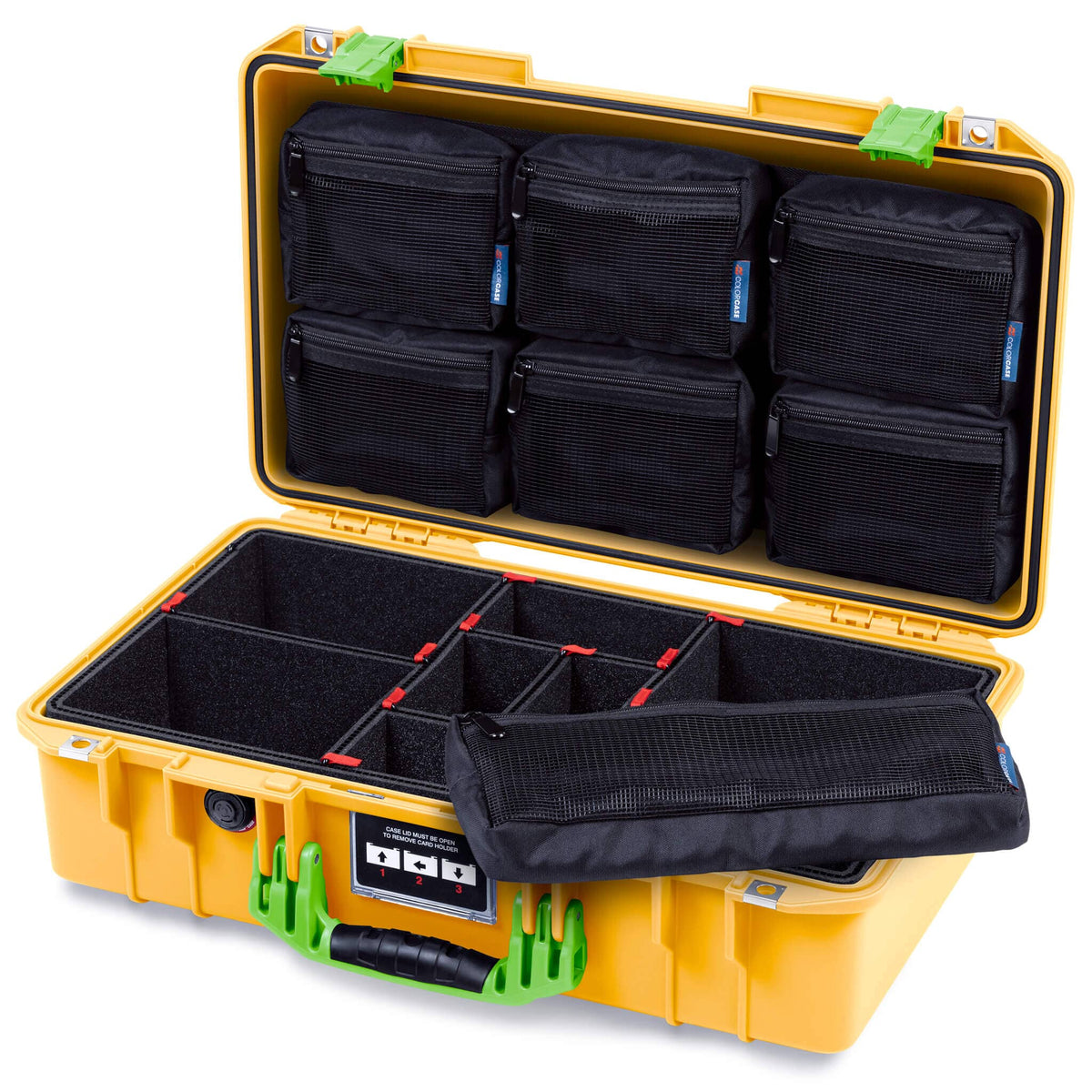 Pelican 1525 Air Case, Yellow with Lime Green Handle &amp; Latches ColorCase 