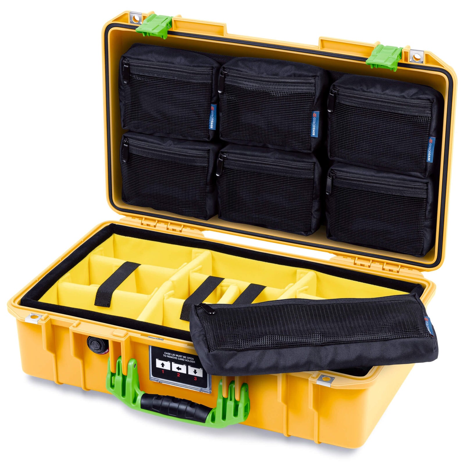 Pelican 1525 Air Case, Yellow with Lime Green Handle & Latches ColorCase 