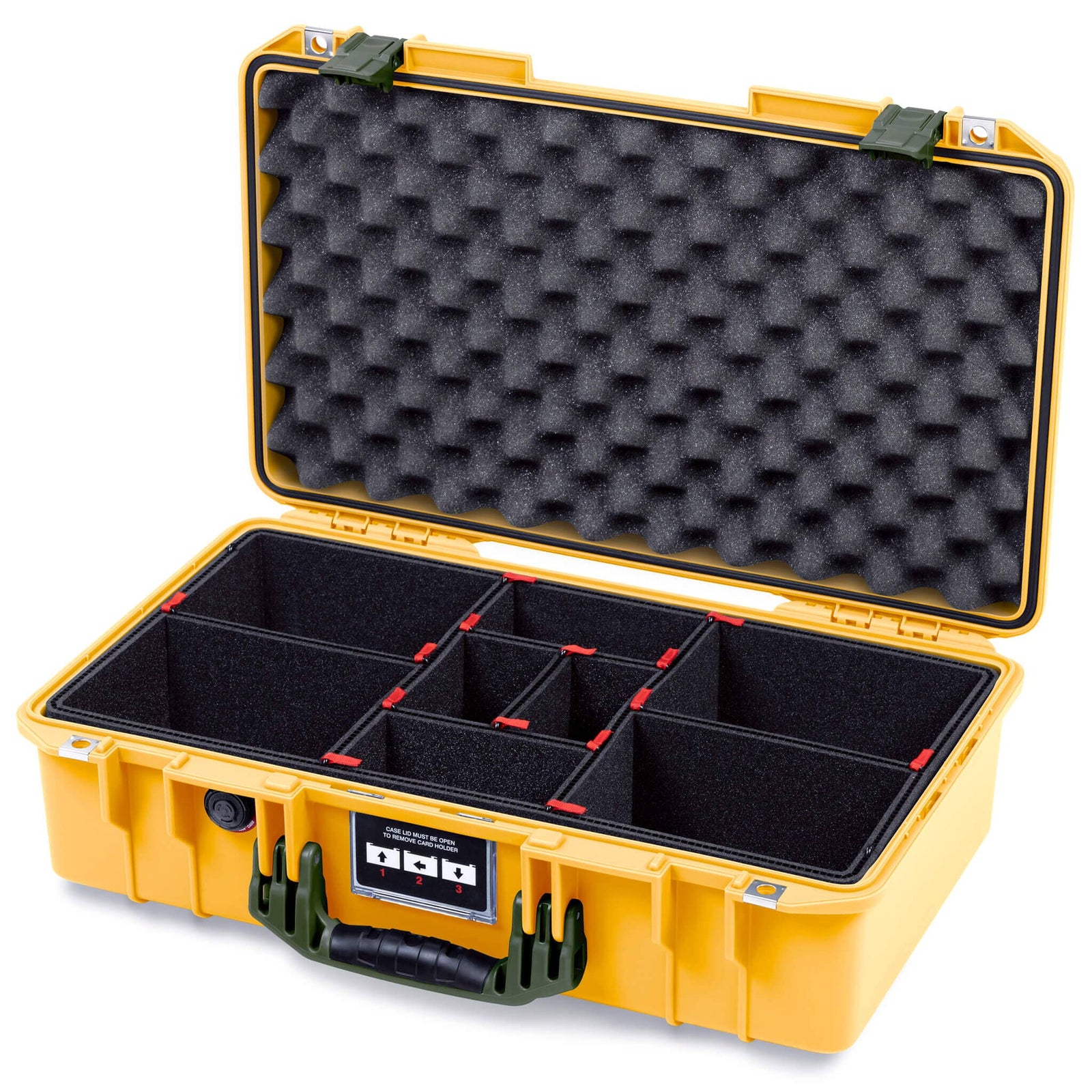 Pelican 1525 Air Case, Yellow with OD Green Handle & Latches TrekPak Divider System with Convolute Lid Foam ColorCase 015250-0020-240-131