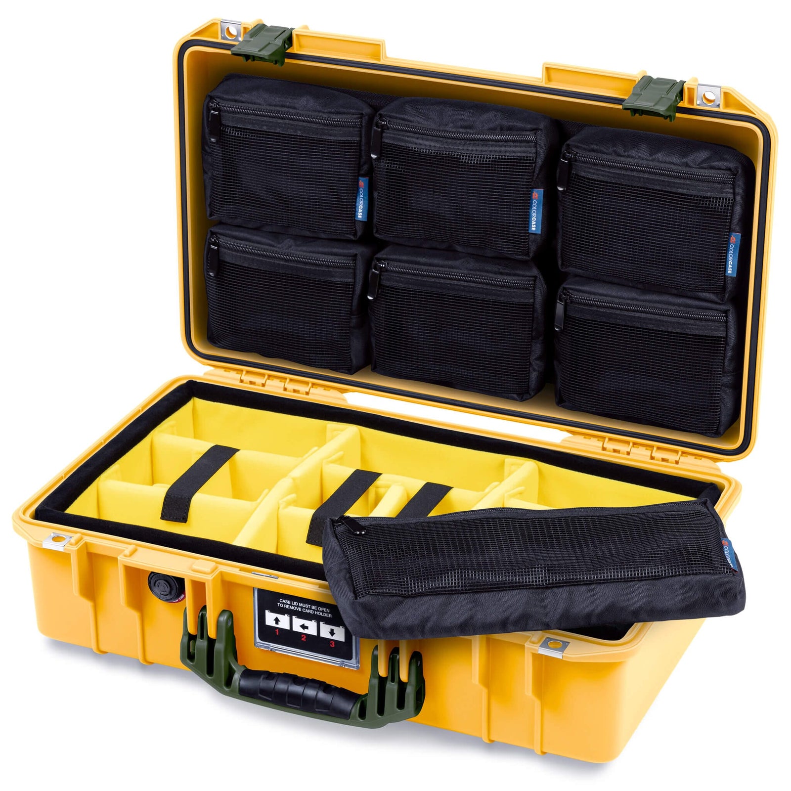 Pelican 1525 Air Case, Yellow with OD Green Handle & Latches ColorCase 