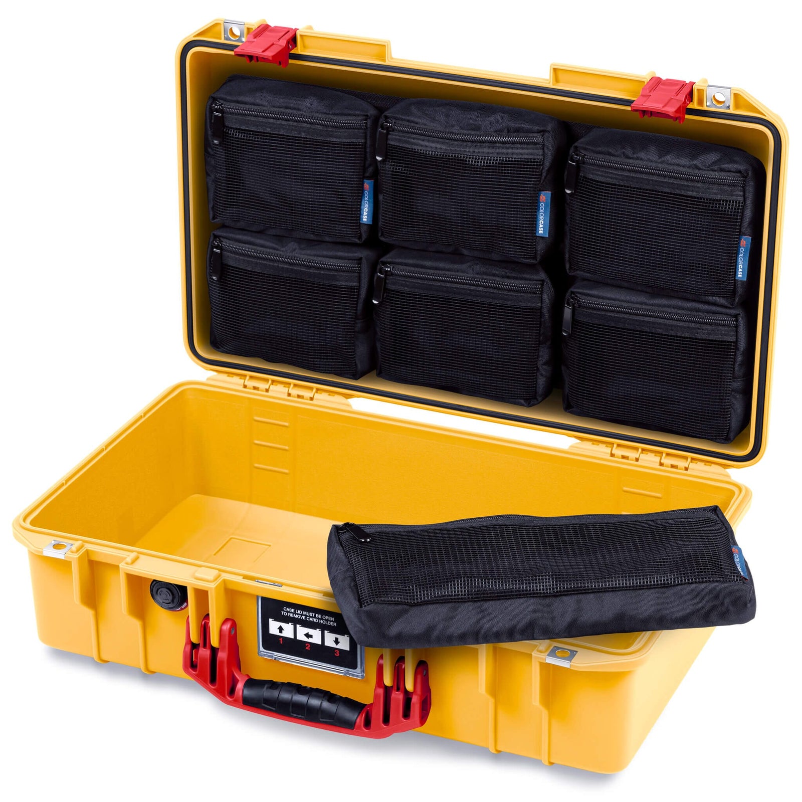 Pelican 1525 Air Case, Yellow with Red Handle & Latches ColorCase 