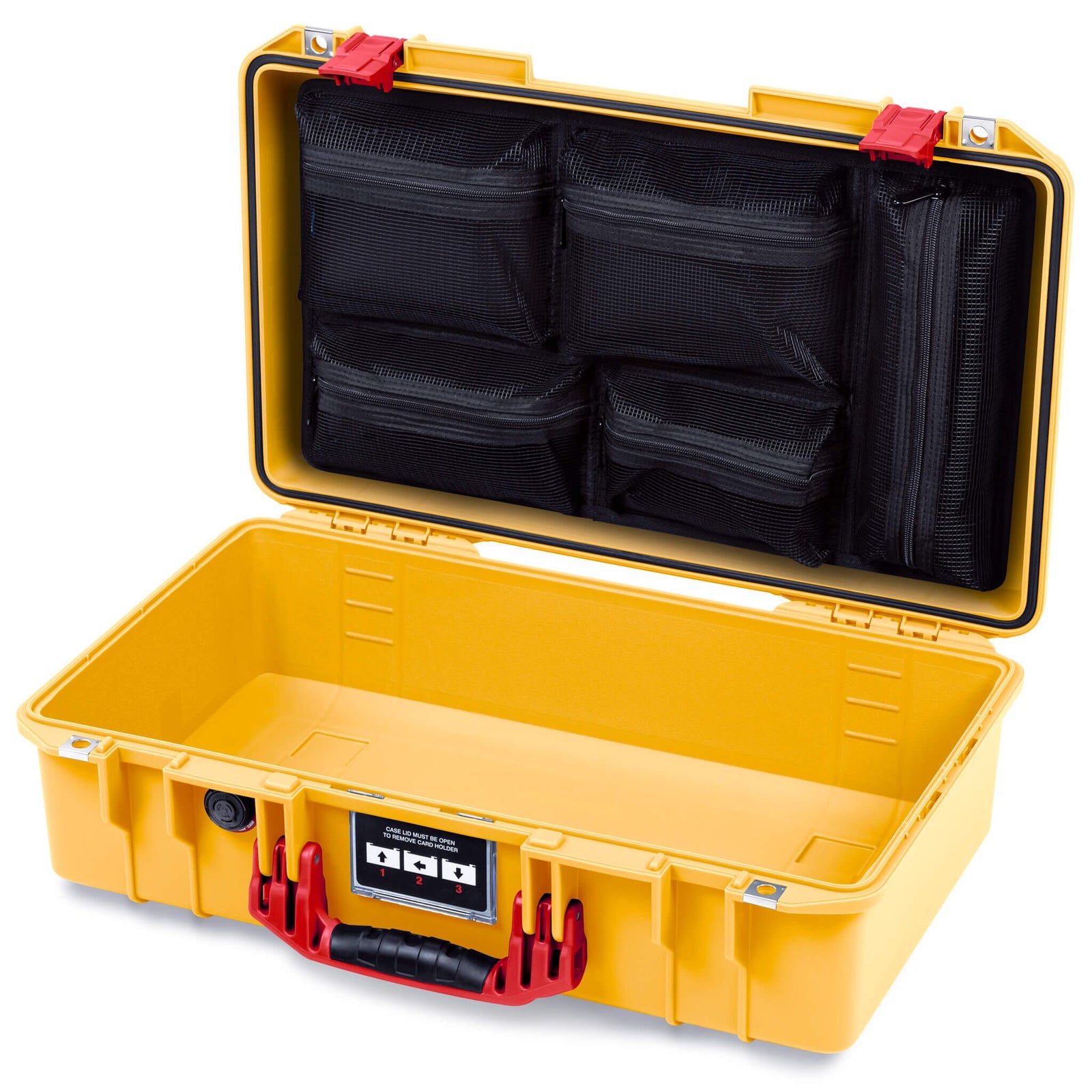 Pelican 1525 Air Case, Yellow with Red Handle & Latches Mesh Lid Organizer Only ColorCase 015250-0100-240-321
