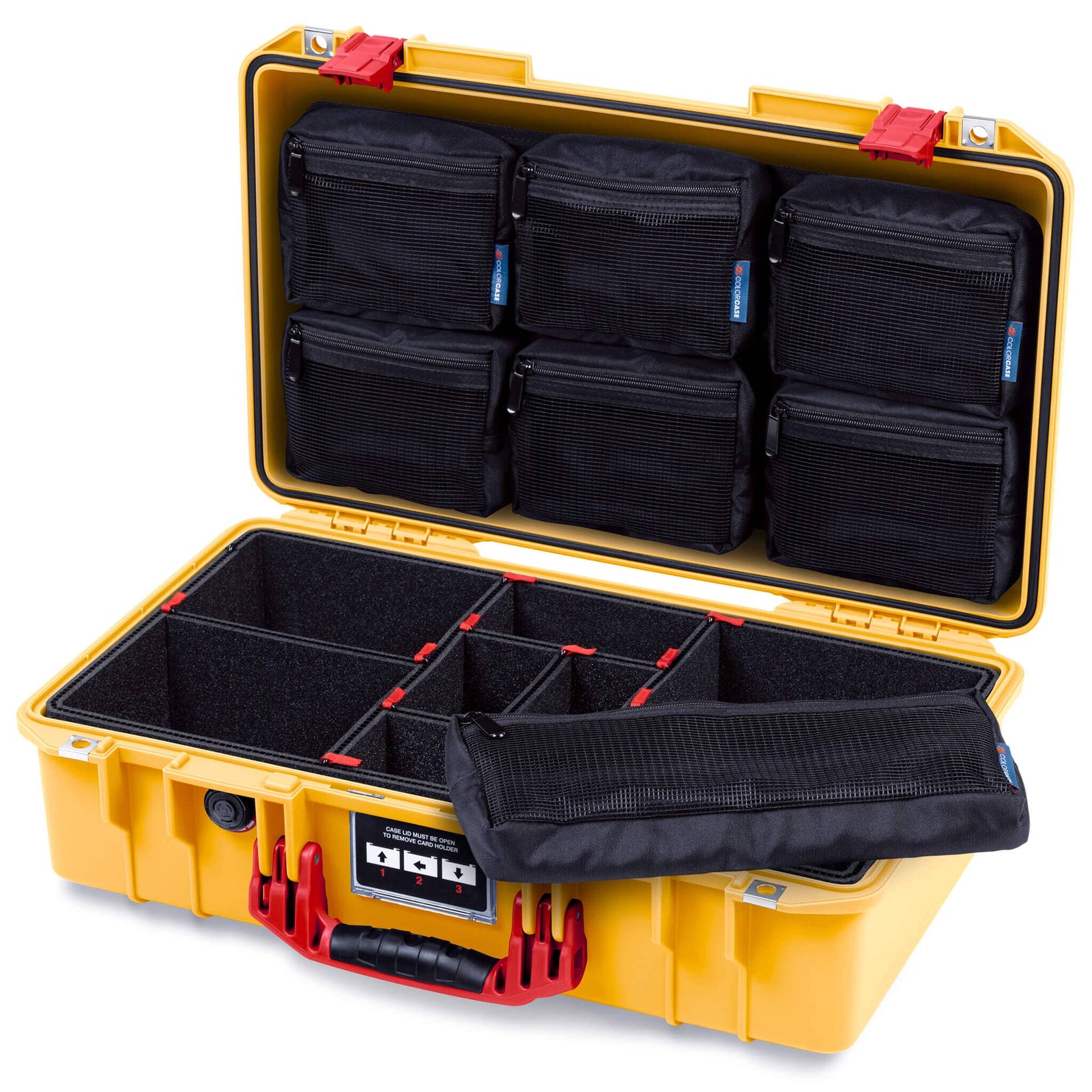 Pelican 1525 Air Case, Yellow with Red Handle & Latches ColorCase 
