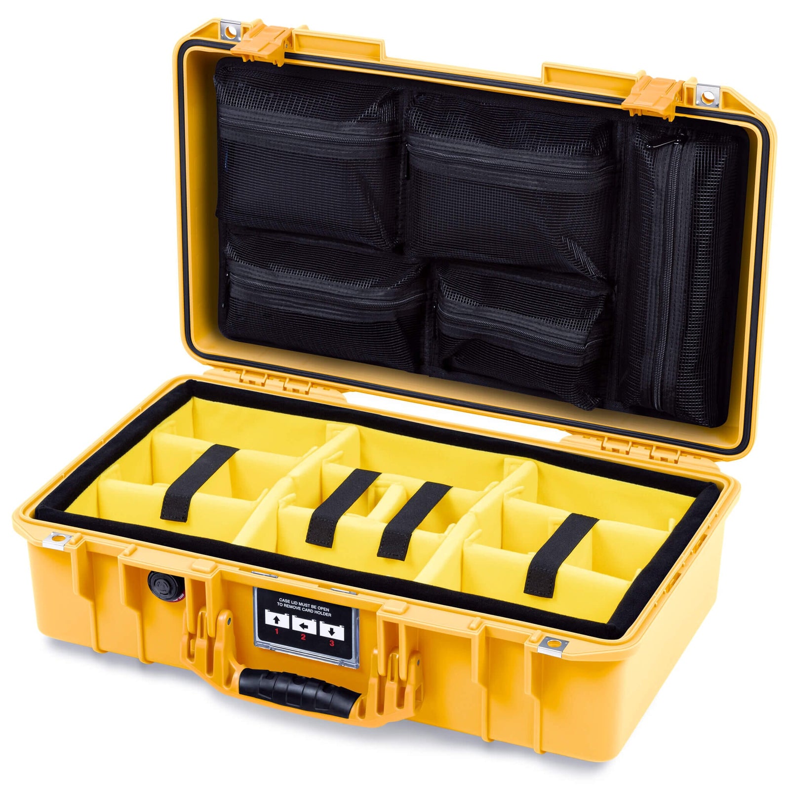 Pelican 1525 Air Case, Yellow Yellow Padded Microfiber Dividers with Mesh Lid Organizer ColorCase 015250-0110-240-241