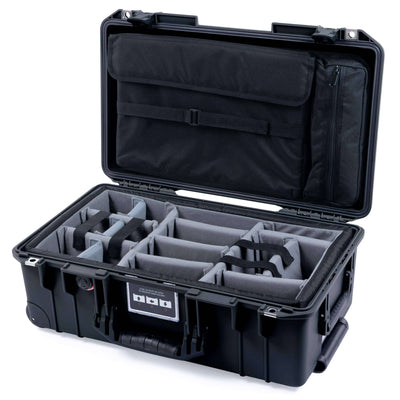 Pelican 1535 Air Case, Black Gray Padded Microfiber Dividers with Laptop Computer Lid Pouch ColorCase 015350-0270-110-111