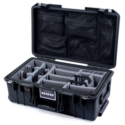 Pelican 1535 Air Case, Black Gray Padded Microfiber Dividers with Mesh Lid Organizer ColorCase 015350-0170-110-111