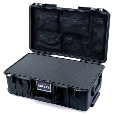 Pelican 1535 Air Case, Black with Black Handles & TSA Locking Latches Pick & Pluck Foam with Mesh Lid Organizer ColorCase 015350-0101-110-L10