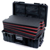 Pelican 1535 Air Case, Black with Black Handles & TSA Locking Latches Custom Tool Kit (4 Foam Inserts with Mesh Lid Organizer) ColorCase 015350-0160-110-L10