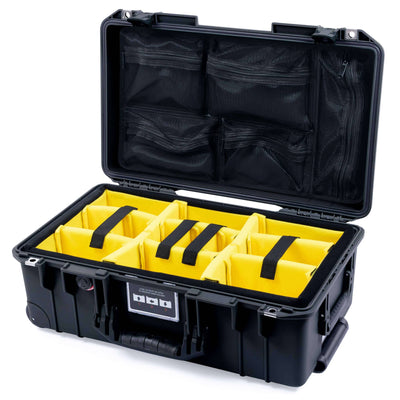 Pelican 1535 Air Case, Black Yellow Padded Microfiber Dividers with Mesh Lid Organizer ColorCase 015350-0110-110-111