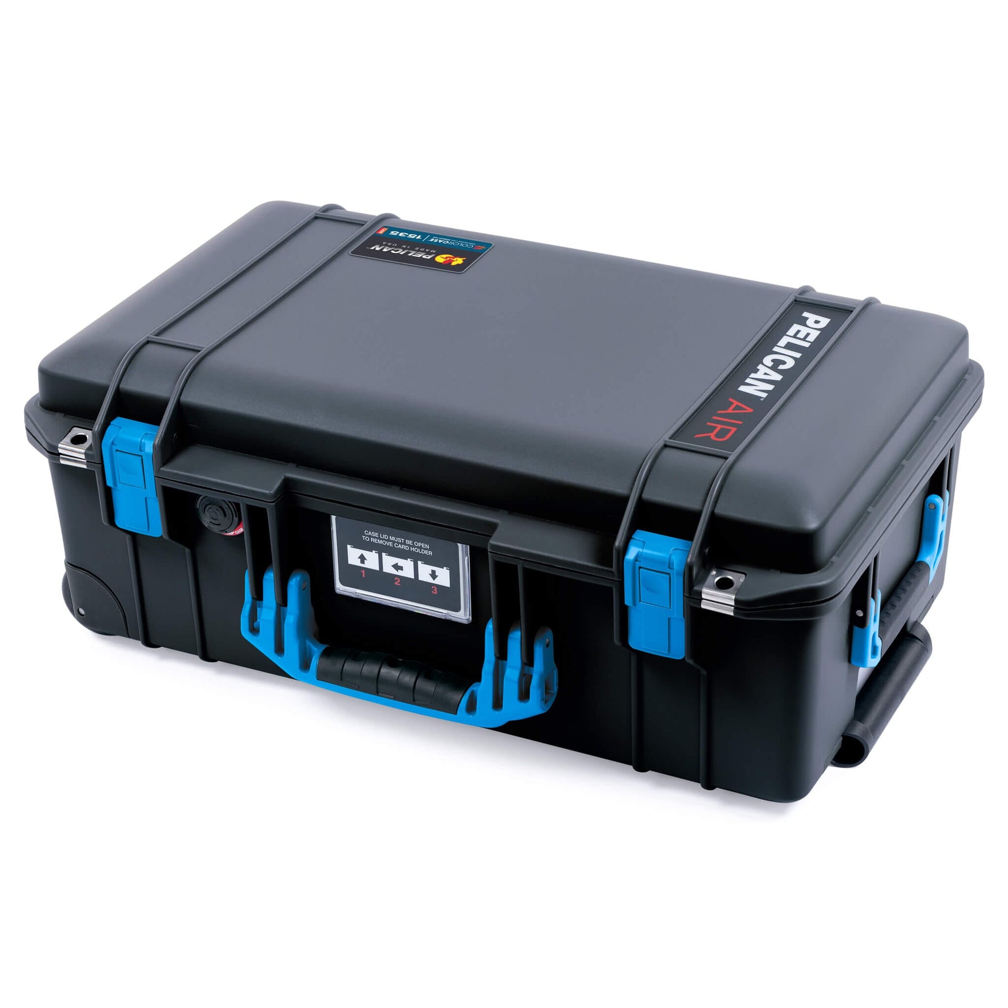 Pelican 1535 Air Case, Black with Blue Handles & Latches