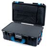 Pelican 1535 Air Case, Black with Blue Handles & Latches Pick & Pluck Foam with Computer Pouch ColorCase 015350-0201-110-121