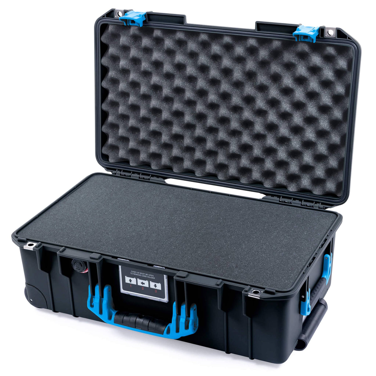 Pelican 1535 Air Case, Black with Blue Handles &amp; Latches Pick &amp; Pluck Foam with Convolute Lid Foam ColorCase 015350-0001-110-121