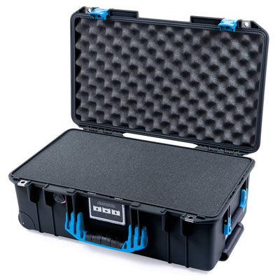 Pelican 1535 Air Case, Black with Blue Handles & Latches Pick & Pluck Foam with Convolute Lid Foam ColorCase 015350-0001-110-121