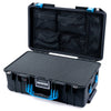 Pelican 1535 Air Case, Black with Blue Handles & Latches Pick & Pluck Foam with Mesh Lid Organizer ColorCase 015350-0101-110-121