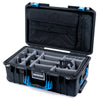 Pelican 1535 Air Case, Black with Blue Handles & Latches Gray Padded Microfiber Dividers with Computer Pouch ColorCase 015350-0270-110-121