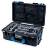 Pelican 1535 Air Case, Black with Blue Handles & Latches Gray Padded Microfiber Dividers with Mesh Lid Organizer ColorCase 015350-0170-110-121