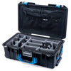 Pelican 1535 Air Case, Black with Blue Handles & Latches Gray Padded Microfiber Dividers with Combo-Pouch Lid Organizer ColorCase 015350-0370-110-121
