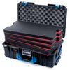 Pelican 1535 Air Case, Black with Blue Handles & Latches Custom Tool Kit (4 Foam Inserts with Convolute Lid Foam) ColorCase 015350-0060-110-121
