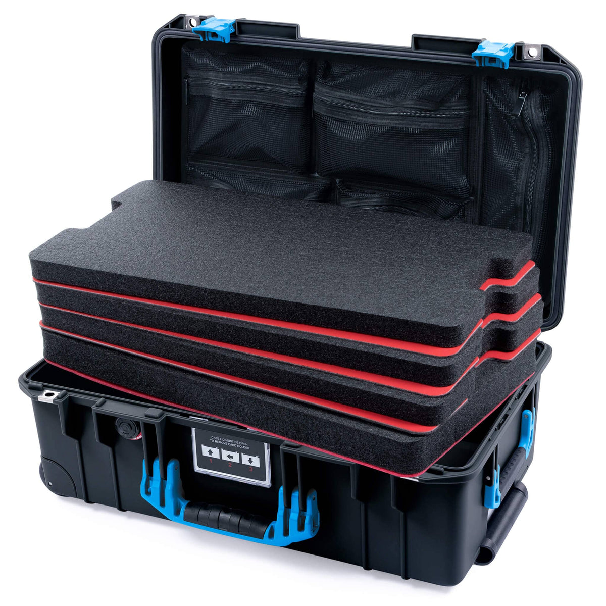 Pelican 1535 Air Case, Black with Blue Handles &amp; Latches ColorCase 