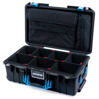 Pelican 1535 Air Case, Black with Blue Handles & Latches TrekPak Divider System with Computer Pouch ColorCase 015350-0220-110-121