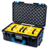 Pelican 1535 Air Case, Black with Blue Handles & Latches Yellow Padded Microfiber Dividers with Convolute Lid Foam ColorCase 015350-0010-110-121
