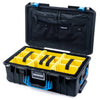 Pelican 1535 Air Case, Black with Blue Handles & Latches Yellow Padded Microfiber Dividers with Combo-Pouch Lid Organizer ColorCase 015350-0310-110-121
