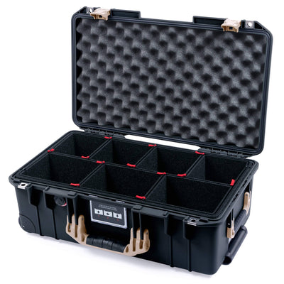 Pelican 1535 Air Case, Black with Desert Tan Handles & Latches TrekPak Divider System with Convoluted Lid Foam ColorCase 015350-0020-110-311