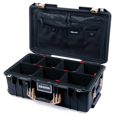 Pelican 1535 Air Case, Black with Desert Tan Handles & Latches TrekPak Divider System with Combo-Pouch Lid Organizer ColorCase 015350-0320-110-311