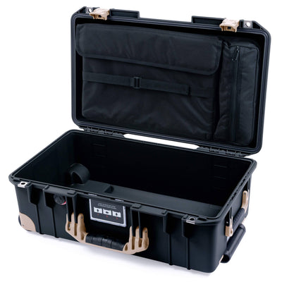 Pelican 1535 Air Case, Black with Desert Tan Handles, Latches & Trolley Laptop Computer Lid Pouch Only ColorCase 015350-0200-110-311-310