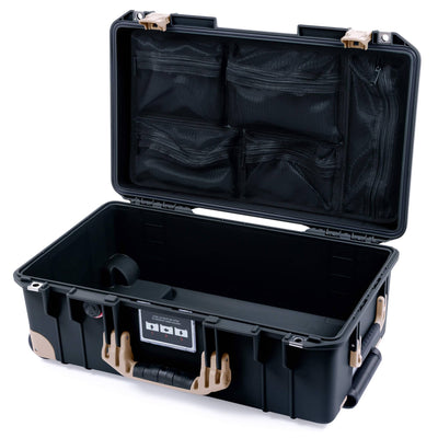 Pelican 1535 Air Case, Black with Desert Tan Handles, Latches & Trolley Mesh Lid Organizer Only ColorCase 015350-0100-110-311-310