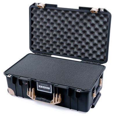 Pelican 1535 Air Case, Black with Desert Tan Handles, Latches & Trolley Pick & Pluck Foam with Convoluted Lid Foam ColorCase 015350-0001-110-311-310