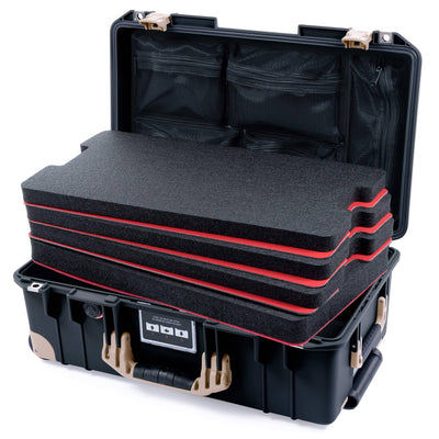 Pelican 1535 Air Case, Black with Desert Tan Handles, Latches & Trolley ColorCase