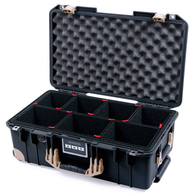 Pelican 1535 Air Case, Black with Desert Tan Handles, Latches & Trolley TrekPak Divider System with Convoluted Lid Foam ColorCase 015350-0020-110-311-310
