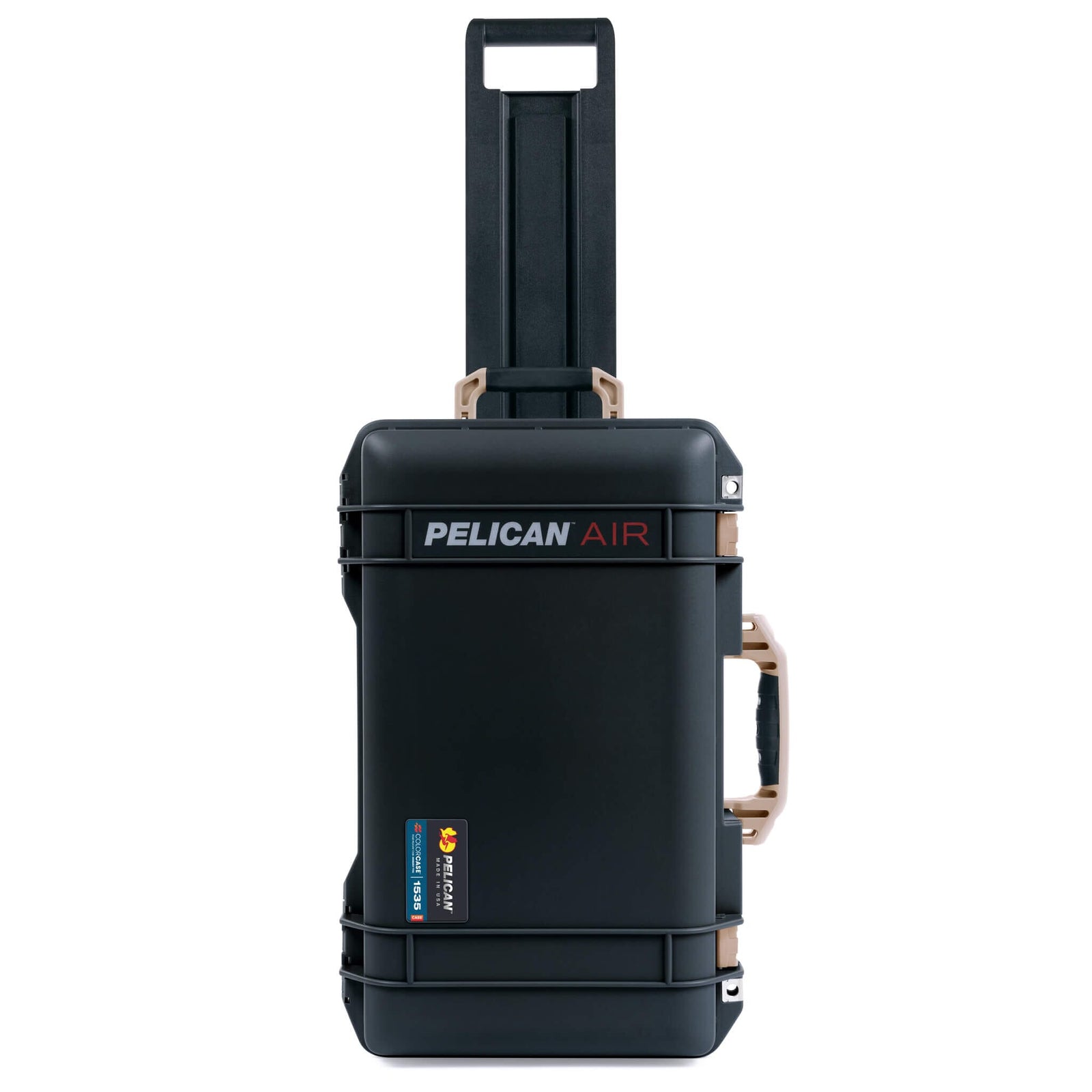 Pelican 1535 Air Case, Black with Desert Tan Handles, Latches & Trolley ColorCase 