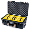 Pelican 1535 Air Case, Black with Desert Tan Handles, Latches & Trolley Yellow Padded Microfiber Dividers with Convoluted Lid Foam ColorCase 015350-0010-110-311-310