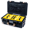 Pelican 1535 Air Case, Black with Desert Tan Handles, Latches & Trolley Yellow Padded Microfiber Dividers with Combo-Pouch Lid Organizer ColorCase 015350-0310-110-311-310
