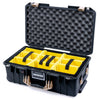Pelican 1535 Air Case, Black with Desert Tan Handles & Latches Yellow Padded Microfiber Dividers with Convoluted Lid Foam ColorCase 015350-0010-110-311