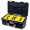 Pelican 1535 Air Case, Black with Desert Tan Handles & Latches Yellow Padded Microfiber Dividers with Combo-Pouch Lid Organizer ColorCase 015350-0310-110-311