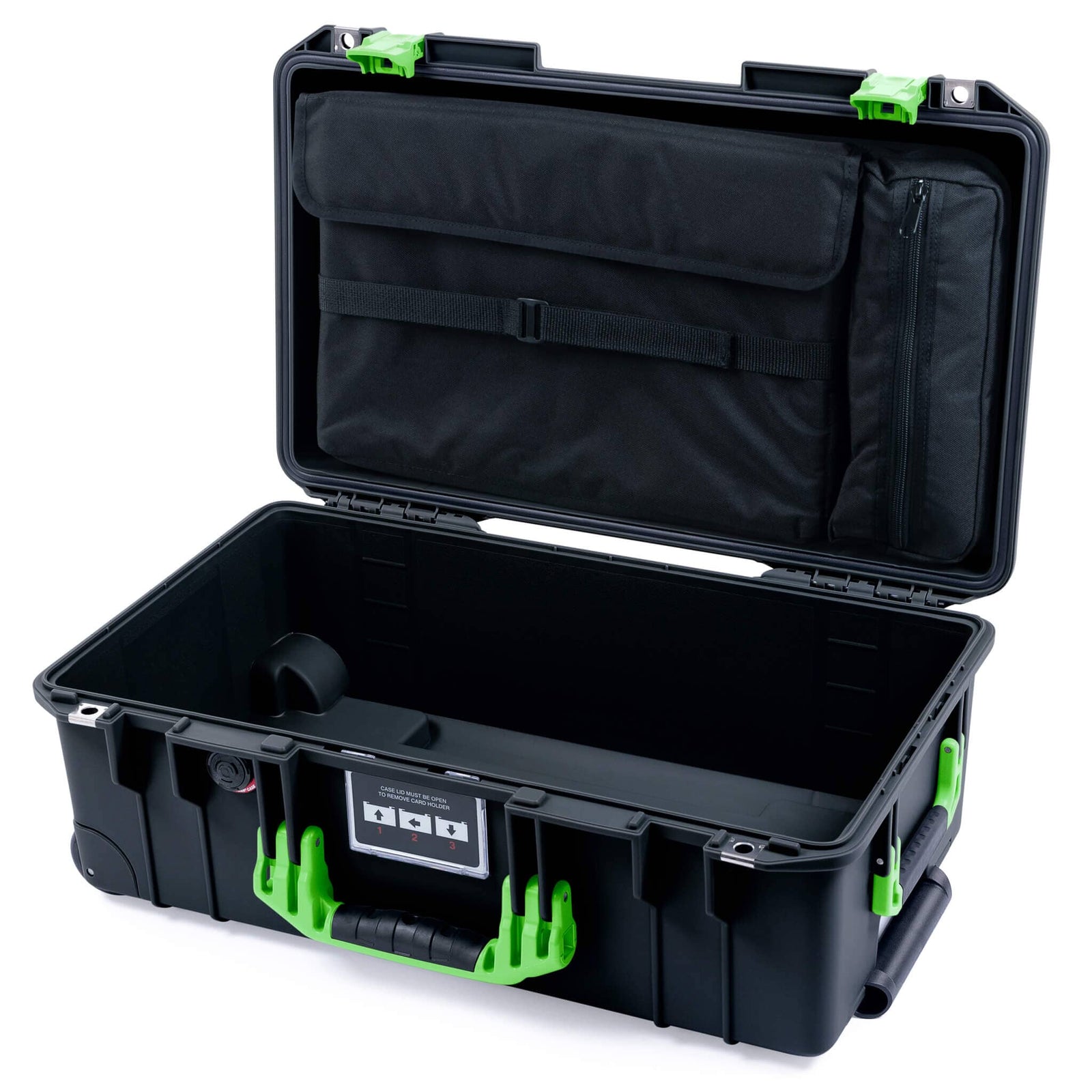 Pelican 1535 Air Case, Black with Lime Green Handles & Latches ColorCase 