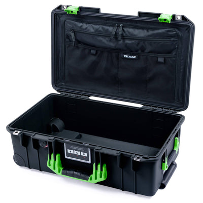 Pelican 1535 Air Case, Black with Lime Green Handles & Latches Combo-Pouch Lid Organizer Only ColorCase 015350-0300-110-301