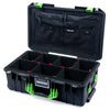 Pelican 1535 Air Case, Black with Lime Green Handles & Latches TrekPak Divider System with Combo-Pouch Lid Organizer ColorCase 015350-0320-110-301