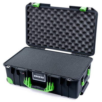 Pelican 1535 Air Case, Black with Lime Green Handles, Latches & Trolley Pick & Pluck Foam with Convolute Lid Foam ColorCase 015350-0001-110-301-300