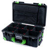 Pelican 1535 Air Case, Black with Lime Green Handles, Latches & Trolley TrekPak Divider System with Computer Pouch ColorCase 015350-0220-110-301-300