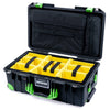 Pelican 1535 Air Case, Black with Lime Green Handles, Latches & Trolley Yellow Padded Microfiber Dividers with Computer Pouch ColorCase 015350-0210-110-301-300