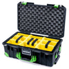Pelican 1535 Air Case, Black with Lime Green Handles, Latches & Trolley Yellow Padded Microfiber Dividers with Convolute Lid Foam ColorCase 015350-0010-110-301-300
