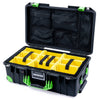 Pelican 1535 Air Case, Black with Lime Green Handles, Latches & Trolley Yellow Padded Microfiber Dividers with Mesh Lid Organizer ColorCase 015350-0110-110-301-300