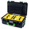 Pelican 1535 Air Case, Black with Lime Green Handles & Latches Yellow Padded Microfiber Dividers with Computer Pouch ColorCase 015350-0210-110-301